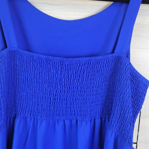 Susana Monaco Blue Ruched Scalloped A-Line Party Cocktail Summer Dress NWT 12 - Picture 6 of 9